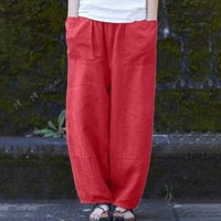 Gathrrgyp ženske hlače sa džepovima, modne ženske ležerne pamučne posteljine džepove čvrste labave hlače