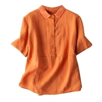 Ženski ljetni vrhovi obične boje lapl majica dolje majica kratkih rukava casual labavi fit majice