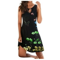 MIAYILIMA mini haljine za žene plaža cvjetna print okrugla vrata sandress haljina bez rukava bez rukava