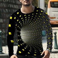 Rollbacks Muška majica kratki rukav Tee The Ljeto ugodno odijelo Spajalice za muškarce Gradijent boja Vertigo grafički otisci Geometrija Košulja okrugla vrata Pulover Slim Fit Tops Yellow XL