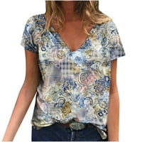 Zpanxa Womens T košulje Žene Ljeto tiskovina bluza Tees Ležerne prilike V-izrez kratkih rukava T-majice