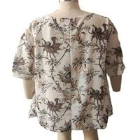Paille Women Tunnic bluza V izrez Šifon vrhovi cvjetni print majica casual odmor Tee Style B XL