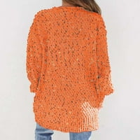 BDFZL Ženske vrhove klirence dame dame trendovi u boji kardigan dugi rukav džep džemper jakna narančasta