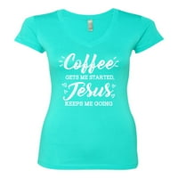 Divlji bobby kafu me pokreće Isus me drži da idem na inspirativno kršćansko žensko junior fit v-izrez