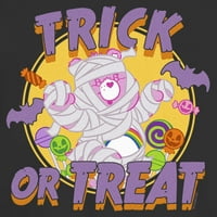 Junior-ova njegova medvjedi Halloween Trick-ili tretira Cheer Bear Mummy Graphic Tee Crni medij