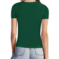 Ženske majice kratki rukav dugi kvadratni bluzni bluze za majice Green XL