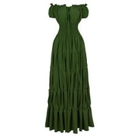 Ženska vintage a-line suknja Čvrsta boja Jedno ramena Odjeća za odjeću dugačka haljina kratki rukav