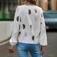 Ženske majice vrhovi tiska u boji V izrez dugih rukava bluza Šifon Ležerne modne majice