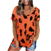 Dressy vrhovi za žene udobnosti ljeto V-izrez Leopard Print kratkih rukava Majica Business casual top