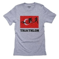 Turska Olimpic - Triathlon - zastava - Silueta Muška siva majica