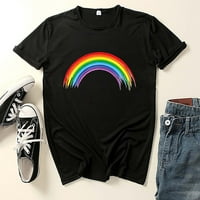 Gotyou Proljeće Vrhovi Žene Pride Rainbow Flag Tors Tunic Pulover kratki rukav majica Crna L