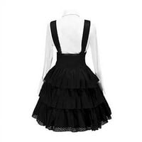 Odeerbi haljine za žene jesen v vrat gotički čipka s dugim rukavima dugih košulja odijelo crna