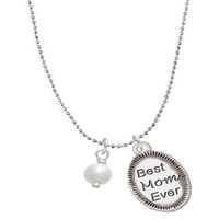 Delight nakit silvertni stakleni imitacija biserna perla pada najbolja mama ikad šarm ogrlica