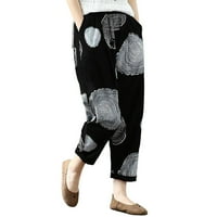 Hlače za žene Trendi tiskani casual gamaši visoki struk labavi pamučni pantaloni Radne hlače Poslovni