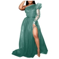Ženske haljine s kratkim rukavima u punoj dužini od ispisane haljine za rezanje izrezanog izreka MINT Green XL