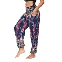 Bootcut joga hlače za žene Žene Cvjetovi Ljetne hlače Yoga hlače Hlače Duge labave otiske harem hlače mornarice xs