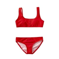 SNGXGN Girl Slatko print Criss Cross Bikini kupaći kostim kupaći kupaći kupaći kupaći kostim djevojke crvene 7