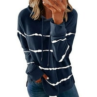 Košulje za ženske ležerne pruge s kapuljačom s kapuljačom s kapuljačom, dugih rukava, vrhovi i bluze