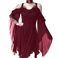 Žene plus veličina modna rosa na ramena Gotic Ruffled Sling haljina nepravilna haljina, vino, xxxxl