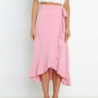 Dadaria Long suknje za žene Žene jedna čipkasta suknja Nepravilna hip suknja s čvrstom bojom ružičaste