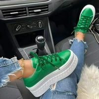 Ženske cipele Dame Modni kožni kožni okrugli nožni cipeli UP platforme casual cipele zelene 8.5