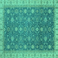 Ahgly Company u zatvorenom trgu orijentalne tirkizne plave tradicionalne prostirke, 4 'kvadrat