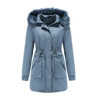 Moda casual ženska zimska solidna kapuljača sa kapuljačnim zatvaračem pasman kaput bluza hot6sl4883697