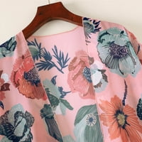 Daqian Plus Veličina vrhova za čišćenje žena cvjetna print Šifonska plaža Kimono Cardigan bluza Shawl Lood Top Outweard Jakne za žene Čišćenje ružičaste 10