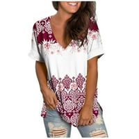 Patlollav Women V izrez T majice Ljetni vrhovi kratki rukav cvjetni majica Ležerne prilike Split Tuntic