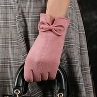 Par zimske rukavice Čvrsta boja prilagođena kožnim trošenjem otporno na neresiranje vjetra, drže topli baršun bow-čvor