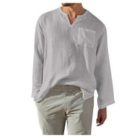 Podplag modnih košulja za muškarce, muške ležerne posteljine pune boje dugih rukava s dugim rukavima košulje sa otvorenim postoljem XL