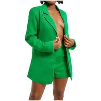 Lounge setovi za žene, ženske ležerne rešetke Solid Color Suit dugi rukava + duge hlače Dvodijelni set zeleni s