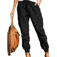 Puntoco Clearence Women Plus Veličina Pokretanje elastičnih džepova struka Loose hlače crna 10