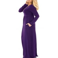 Nova haljina s dugim rukavima za žene Ležerne prilike duge haljine Čvrsta boja Wintre Basic Outfit Maxi