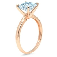 1.0ct princeze rez plavi simulirani dijamant 14k 14k ruža Gold Gold Angažman prsten veličine 10,25
