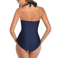 Ženski bikini kupaći kupališta Womne's High Squik Clotuout podstavljeni kupaći kostimi Trgovinski radovi Halter odijela Mornarička m