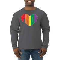 Rainbow LGBTQ Gay Pride Heart LGBT Pride Muške košulje s dugim rukavima, drveni ugljen, srednje