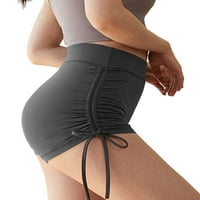 Ženske gamaše Butt Booty Hotsas High Struk vježba kratke hlače Ruched Mini pantalone Teretna dna tamno siva m