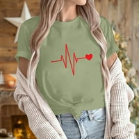 Ženska majica Plaid Love Heart Graphic Valentines Day Plus Veličina Pulover Kratki rukav Crewneck bluza