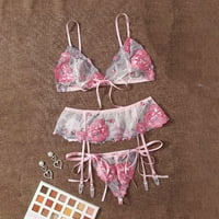 Seksi ženska pidžama Split seksi odijelo donje rublje Spavaće odjeće set čipka noćna odjeća Pink XL