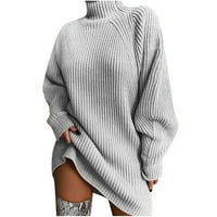 Žene Zimska rasprodaja moda casual dugih rukava pletena labava kornjača džemper siva m