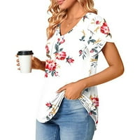 Ženske majice za latinu rukav V izrez kratki rukav Košulje slatke ljetne ležerne majice Labavi fit bluze