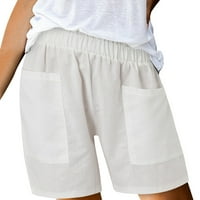 Posteljine hlače Ženske kratke hlače Pamuk Visoka elastična struka naglušene ruffle slatke kratke hlače Flowy Casual Hotsas High-askripcijske elastične pantalone s džepovima