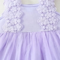 Rovga casual haljine za djevojke Ljetni suspender mreža princeza slatka patchwork ljubičasta haljina