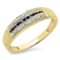 DazzlingRock kolekcija 10k plavi safir i bijeli dijamantski godišnjica vjenčani prsten odbojnog prstena,