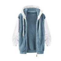 Ležerni kaput za žene - moda toplo FAU kaput jakna zimski patentni patentni rukav dugi rukav gornji odjeća plava l
