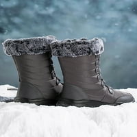 Prednjeg swalda Ženske zimske cipele Okrugli nožni plišani čizme čipke Up up up up sredinom teleta hladnom vremenu, ležerne dame tople obloge siva 7.5