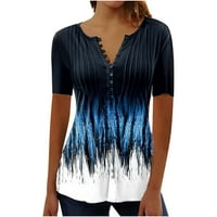 Amidoa Ženski kratki rukav ljetni vrhovi dolje Henley Bluzes Košulja udobna haljina majica za majicu