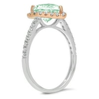 2.27ct srce zeleni simulirani dijamant 14k bijeli ružin zlato gravirajući egraviranje godišnjice Angažovanje vjenčanog halo prstena 9,75