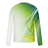 Muška ležerna košulja u okruglom vratu Slim Fit 3D šarene linije Digitalni tisak dugih rukava majica modna lagana bluza Green XXXXXL